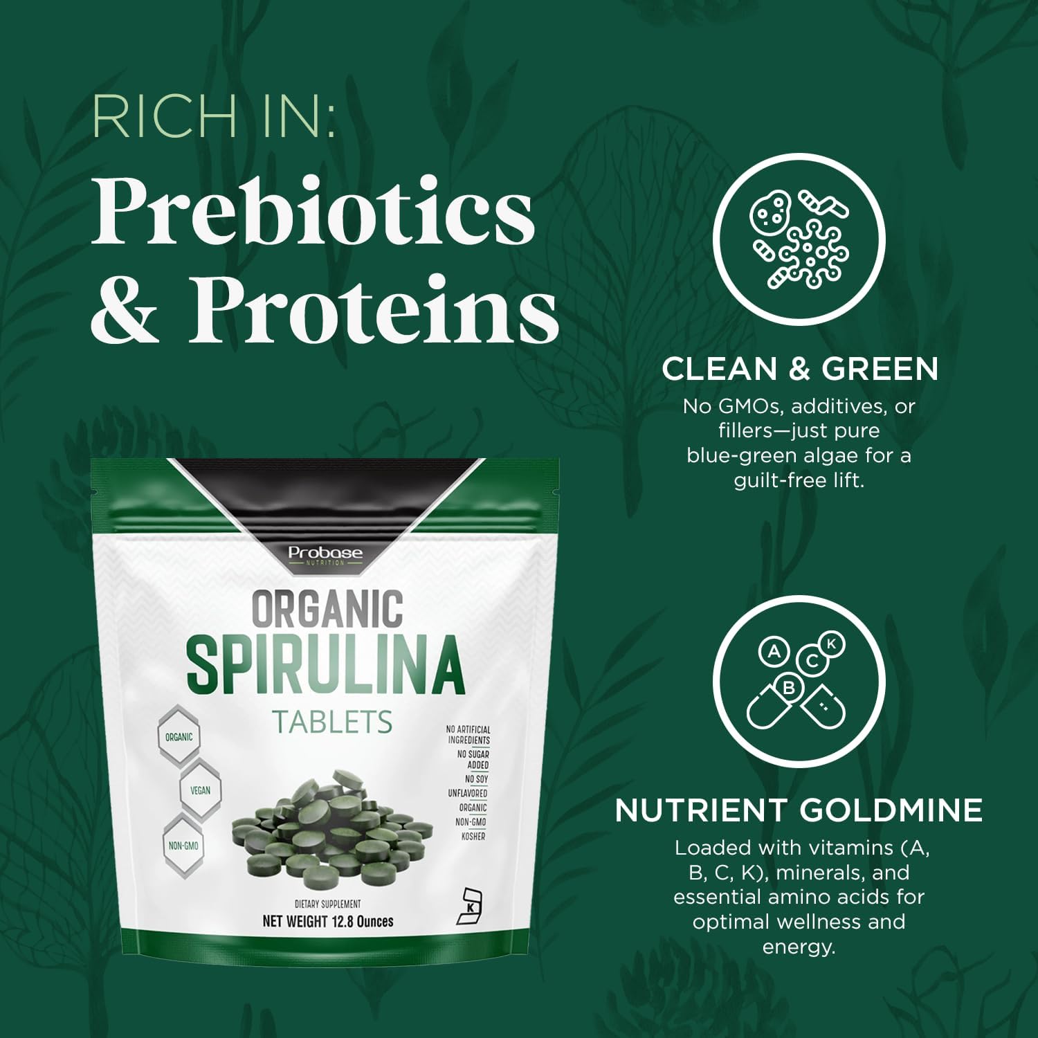 💚 Fuel Your Body with Clean Green Energy: Probase Nutrition Organic Spirulina Tablets