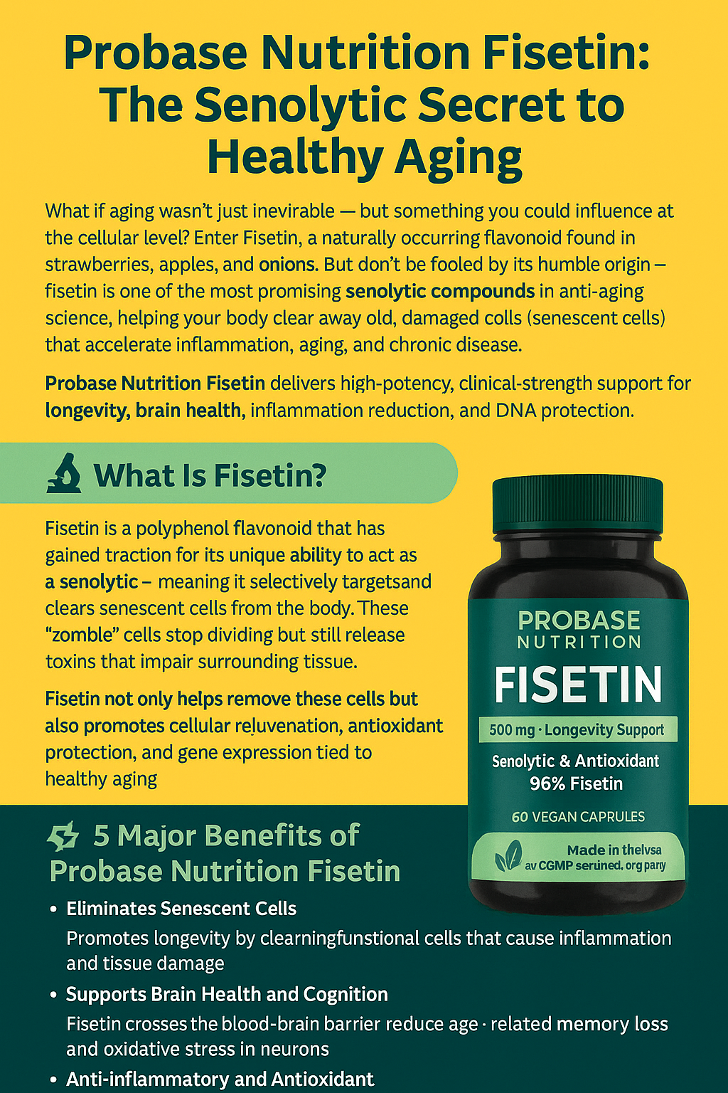 🌿 Probase Nutrition Fisetin: The Senolytic Secret to Healthy Aging