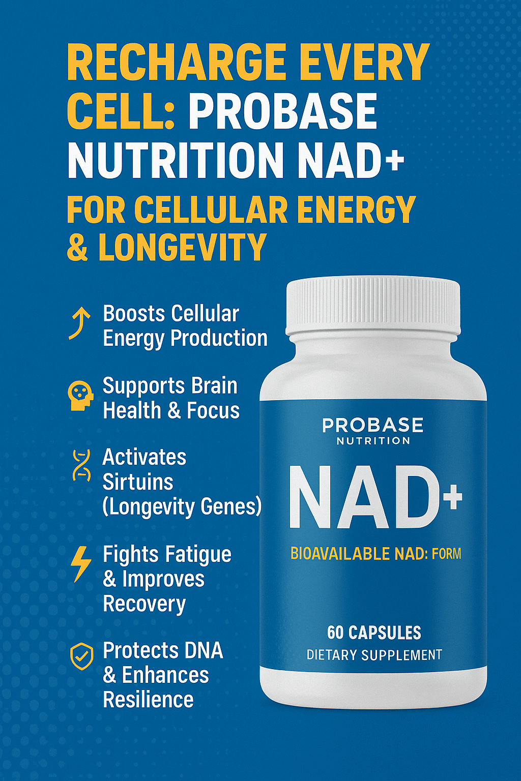 ⚡ Recharge Every Cell: Probase Nutrition NAD+ for Cellular Energy & Longevity