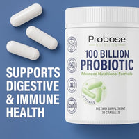 Thumbnail for Probase Nutrition Probiotic, 100 Billion CFU, 10 Strains with Prebiotics, 30 Veggie Capsules, Gluten Free for Men and Women, 30-Day Supply