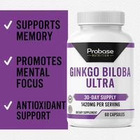 Thumbnail for Probase Nutrition Ginkgo Biloba Ultra 60 Capsules 30-Day Supply