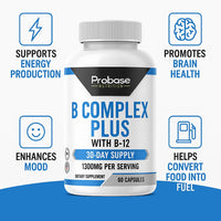 Thumbnail for Probase Nutrition B Complex Plus with B-12 60 Capsules 30-Day Supply