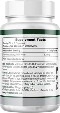 Thumbnail for TUDCA – Premium Liver Support Supplement – 500mg Per Serving – 60 Capsules – High Purity Bile Salt Formula – Vegan, Non-GMO