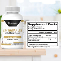 Thumbnail for Probase Nutrition Ashwagandha with Black Pepper 60 Capsules 30-Day Supply