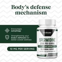 Thumbnail for Probase Nutrition Spermidine (10mg of 99% Spermidine 3HCL - Third Party Tested) 120 Capsules - 100x More Potent Than Wheat Germ Extract, Telomere Health and Aging 120-Day Supply - As efficient as NMN