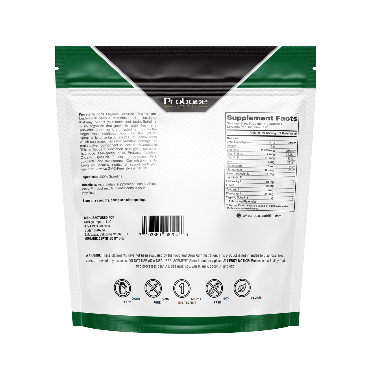 Organic Spirulina Supplement (Tablets)