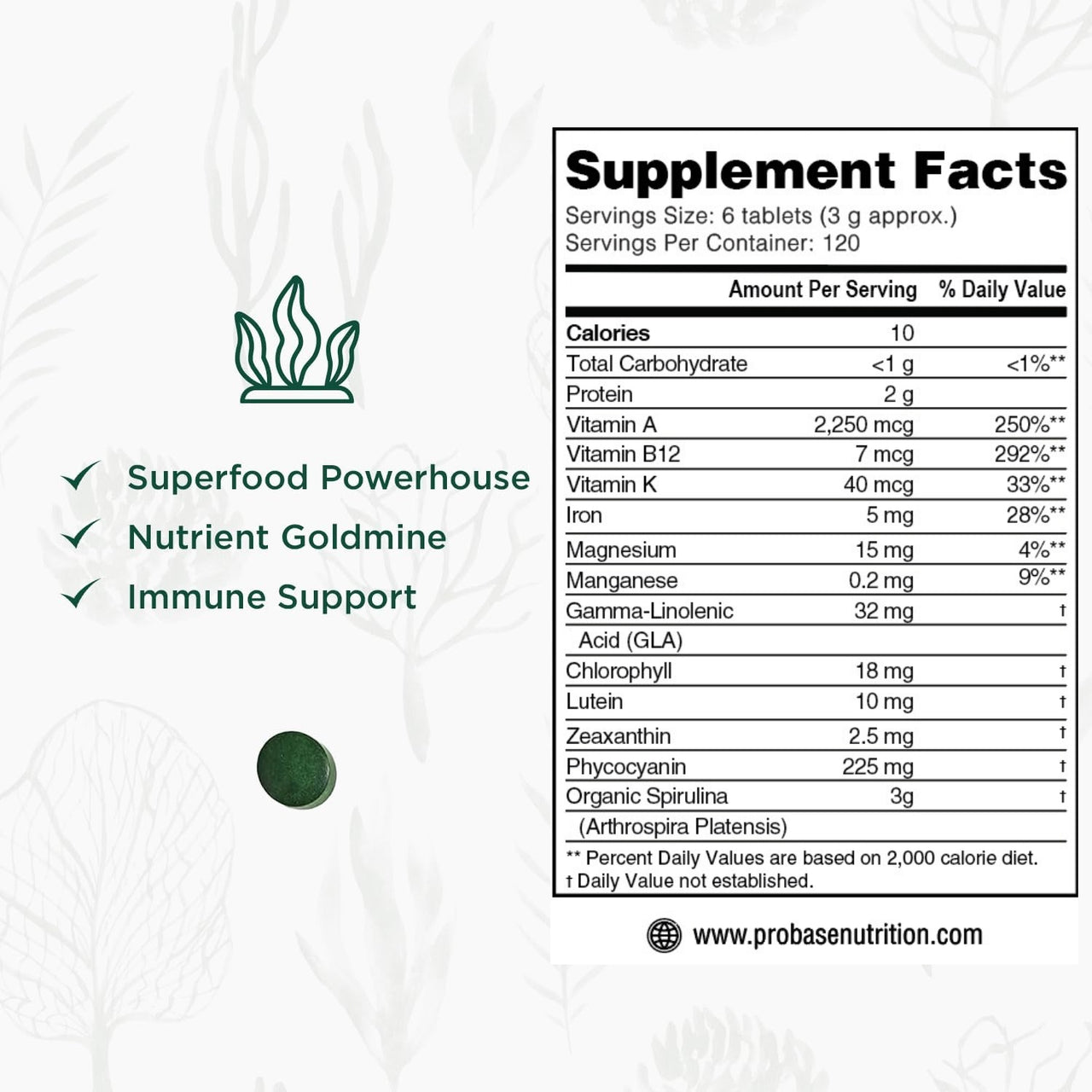 Organic Spirulina Supplement (Tablets)
