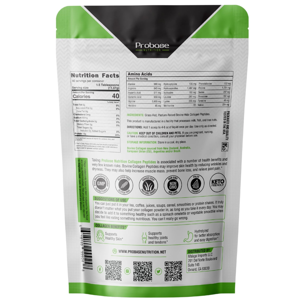 1 LB Bovine Collagen Peptides (Unflavored) - Probase Nutrition