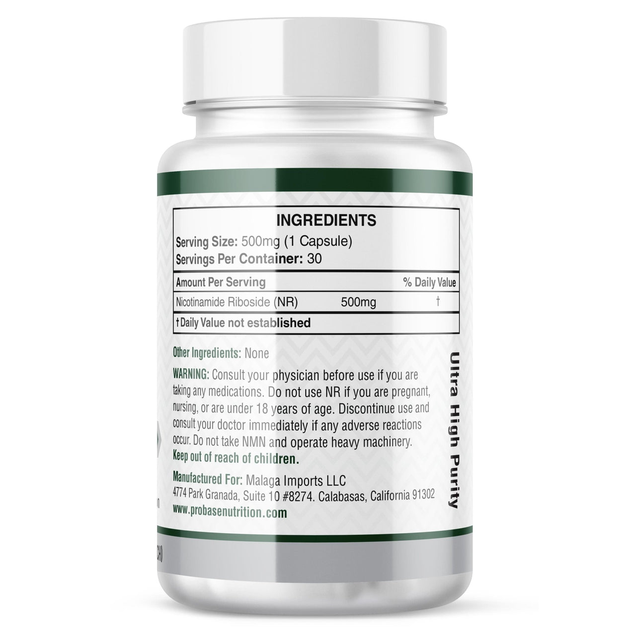 Nicotinamide Riboside (NR) Capsules 30ct/500mg NAD+ Boosting Supplement - Probase Nutrition