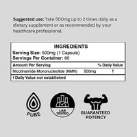 Thumbnail for NMN Capsules 60 Count (500mg Each)- Guaranteed over 98% purity- 30-Day Supply - Probase Nutrition