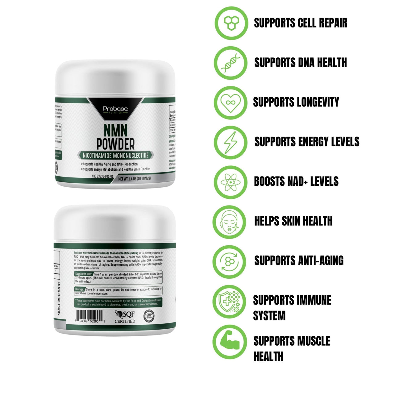 NMN Powder 40 Grams - Over 98% Pure - 40-Day Supply - Probase Nutrition