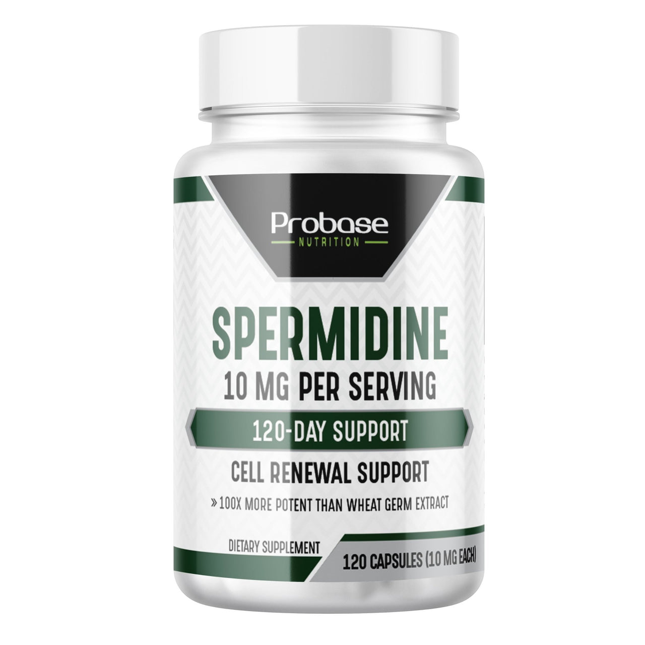 Probase Spermidine Supplement (10mg of 99% Spermidine 3HCL - Third Party Tested) 120 Capsules - Over 100x More Potent Than Wheat Germ Extract for Cell Membrane, Telomere Health and Aging - Probase Nutrition