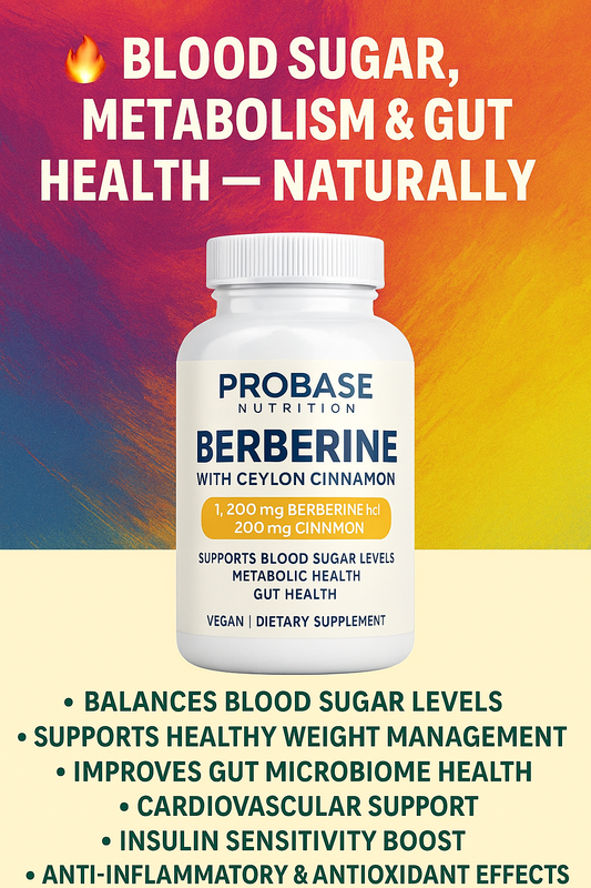 🔥 Blood Sugar, Metabolism &amp; Gut Health — Naturally: Probase Nutrition Berberine with Cinnamon