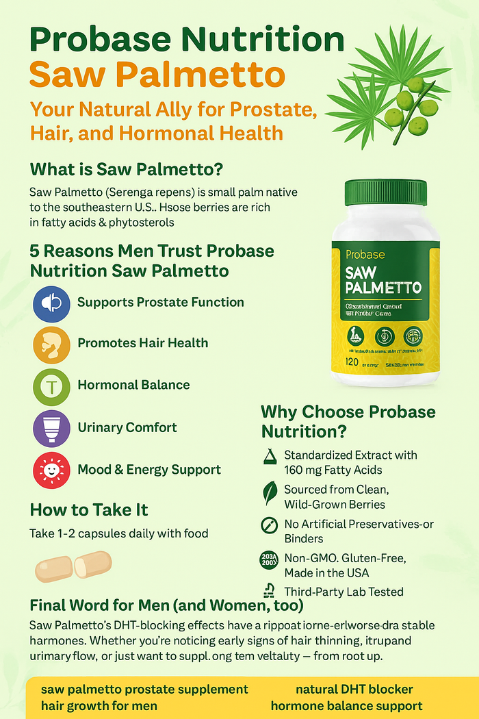 🌿 Probase Nutrition Saw Palmetto: Your Natural Ally for Prostate, Hair, and Hormonal Health