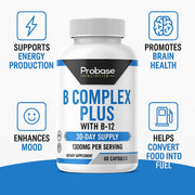 Probase Nutrition B Complex Plus with B-12 60 Capsules 30-Day Supply