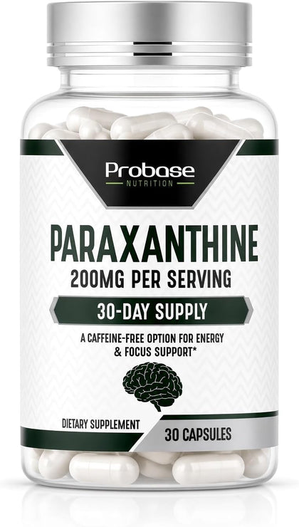 Probase Nutrition Paraxanthine 200mg Capsules for Clean Energy & Focus 30ct
