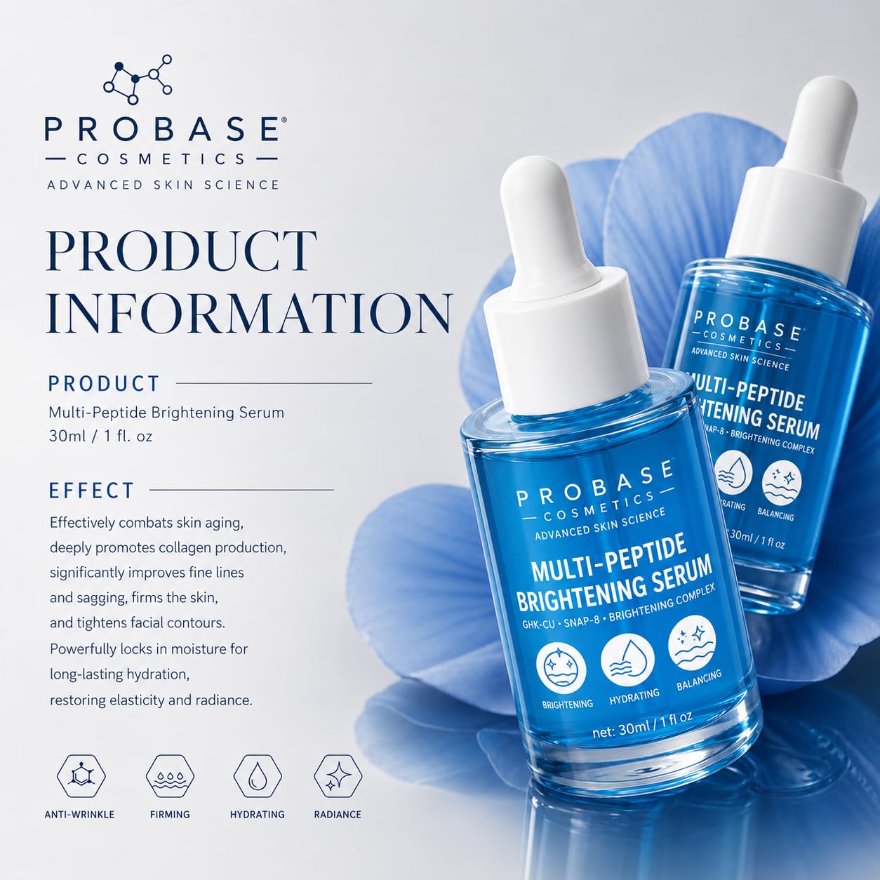 Copper Peptide Face Serum, 1 fl. oz. | Hyaluronic Acid, Collagen, SNAP-8, 10,000 ppm