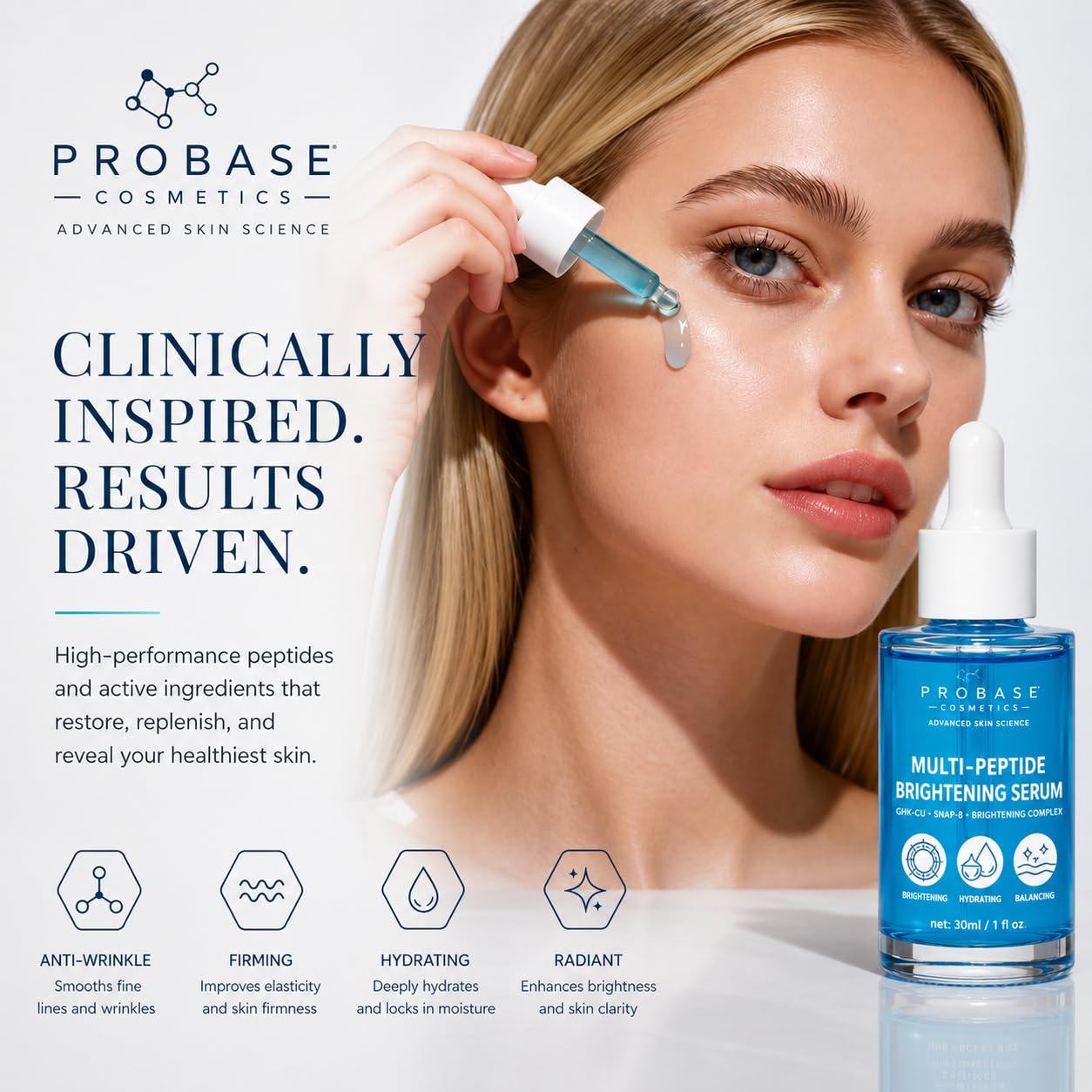 Copper Peptide Face Serum, 1 fl. oz. | Hyaluronic Acid, Collagen, SNAP-8, 10,000 ppm