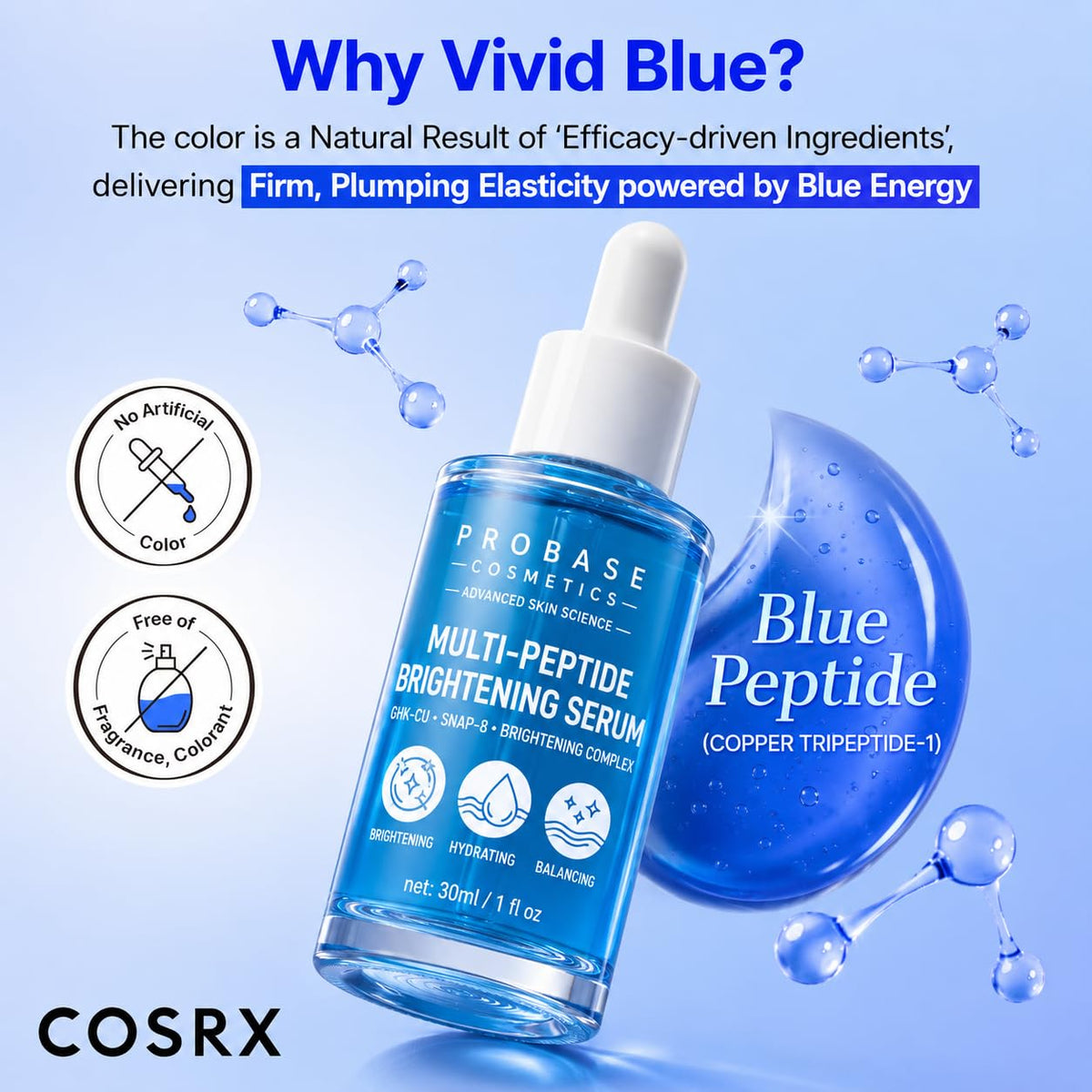 Copper Peptide Face Serum, 1 fl. oz. | Hyaluronic Acid, Collagen, SNAP-8, 10,000 ppm