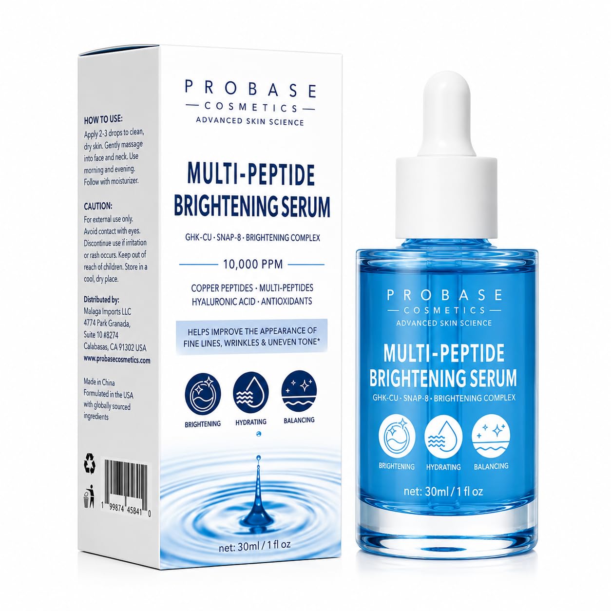Copper Peptide Face Serum, 1 fl. oz. | Hyaluronic Acid, Collagen, SNAP-8, 10,000 ppm