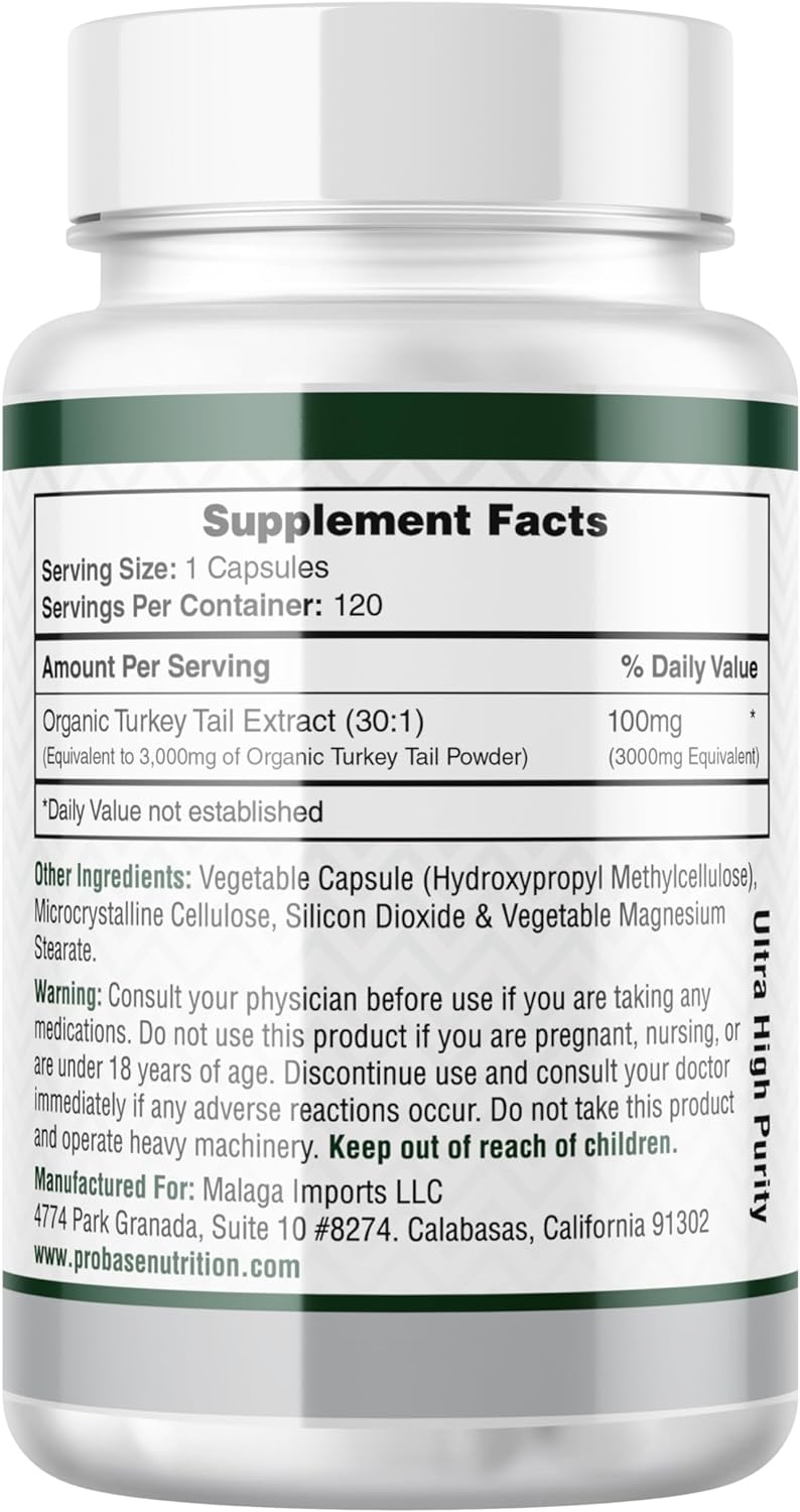 Turkey Tail Mushroom Supplement (120 Capsules - 4 Month Supply) (Coriolus Versicolor) Non-GMO