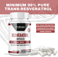Thumbnail for Probase Nutrition Ultra High Purity Resveratrol Capsules - 98% Trans-Resveratrol - 180 Caps Resveratrol Supplement