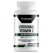 Probase Nutrition Liposomal Vitamin C with LipoAvail- Brain, Heart, Eye & Immune Support - Provides 500 mg of Bioavailable Vitamin C - Non-GMO, Gluten-Free & Soy-Free - 120 Capsules