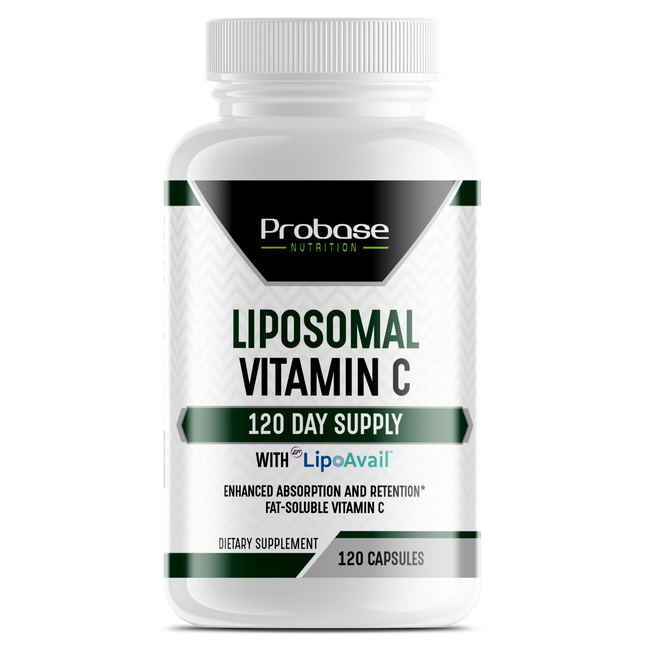 Probase Nutrition Liposomal Vitamin C with LipoAvail- Brain, Heart, Eye & Immune Support - Provides 500 mg of Bioavailable Vitamin C - Non-GMO, Gluten-Free & Soy-Free - 120 Capsules