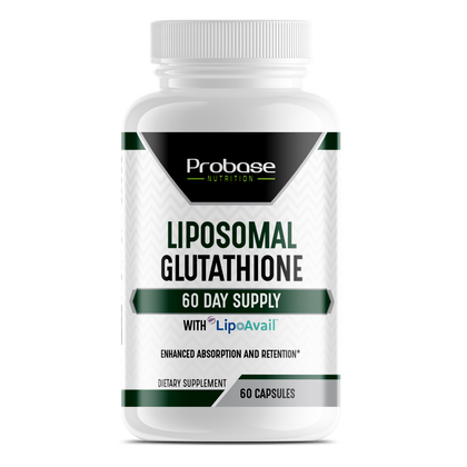 Probase Nutrition Liposomal Glutathione with LipoAvail Supplement 500mg per Serving, 60 Capsules (Vegan Safe, Non-GMO) Max Absorption Liposomal Glutathione