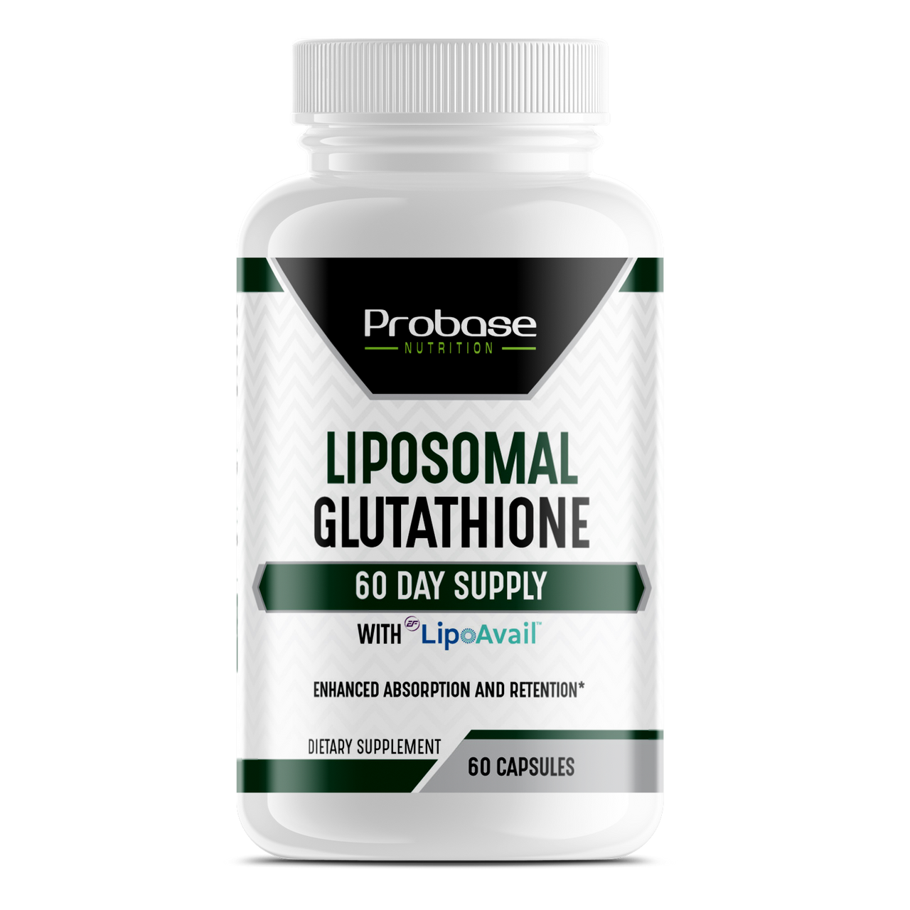 Probase Nutrition Liposomal Glutathione with LipoAvail Supplement 500mg per Serving, 60 Capsules (Vegan Safe, Non-GMO) Max Absorption Liposomal Glutathione