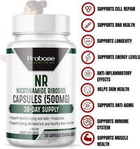 Thumbnail for Nicotinamide Riboside (NR) Capsules 30ct/500mg NAD+ Boosting Supplement - Probase Nutrition