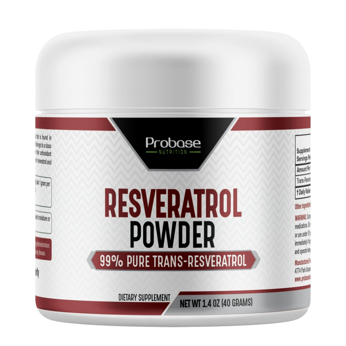 Probase Trans-Resveratrol Powder - Guaranteed over 98% purity - 40-Day Supply - Probase Nutrition